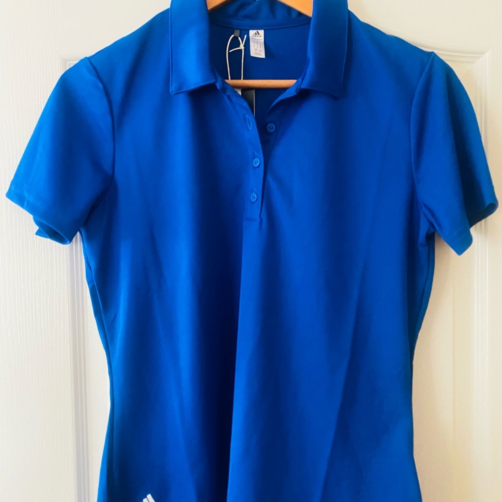 Adidas Blue Fitted Polo Button Down Shirt